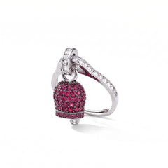 Anel Campanella de Capri com zircónias Vermelho Magenta