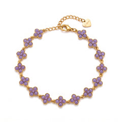 Pulseira de trevos com pedras cor de glicínia