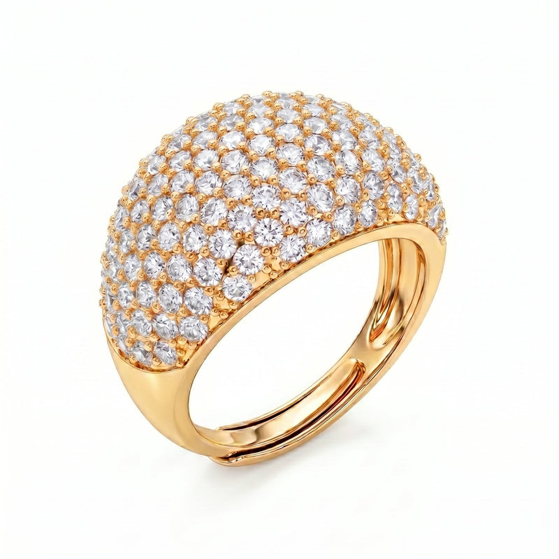 Anello Bombato Pavé con Zirconi Bianchi - My Mo Gioielli