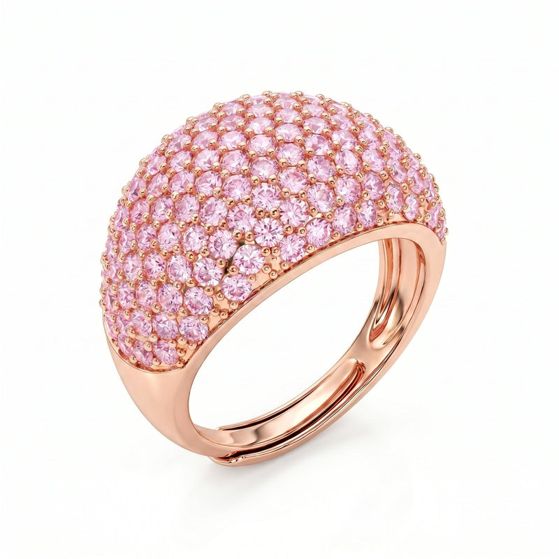 Anello Bombato Pavé con Zirconi Rosa - My Mo Gioielli
