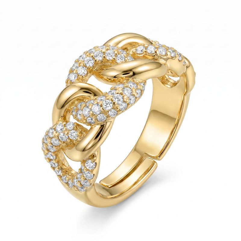 Anello Groumette Intrecciato Liscio e Zirconato - My Mo Gioielli