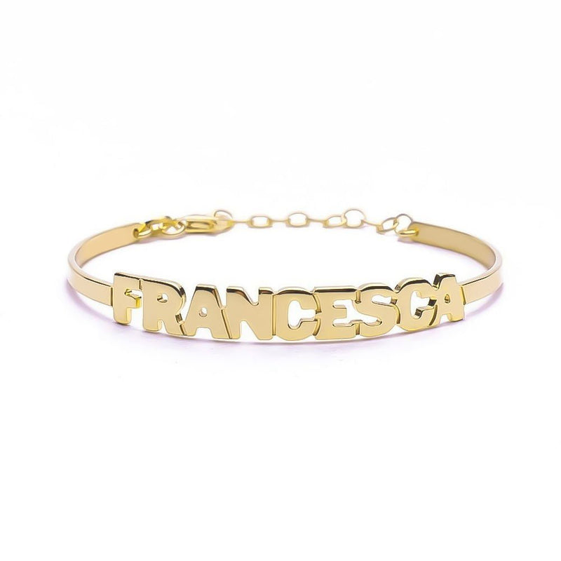 Bracciale Nome Stampatello Rigido Aperto - My Mo Gioielli