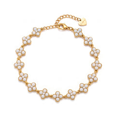 Pulseira Trevos de Quatro Folhas com Pedras Brancas