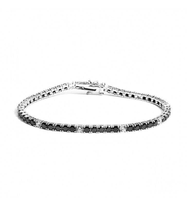 Bracciale Tennis zirconi Neri e Bianchi 3mm - My Mo Gioielli