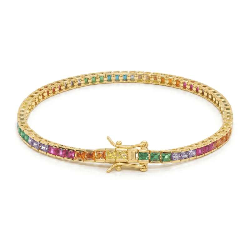 Bracciale Tennis Zirconi Rainbow Taglio Carrè 2 mm - My Mo Gioielli