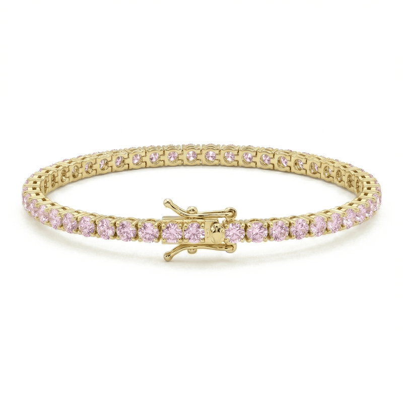 Bracciale Tennis Zirconi Rosa 3mm Placcato in Oro Rosa - My Mo Gioielli