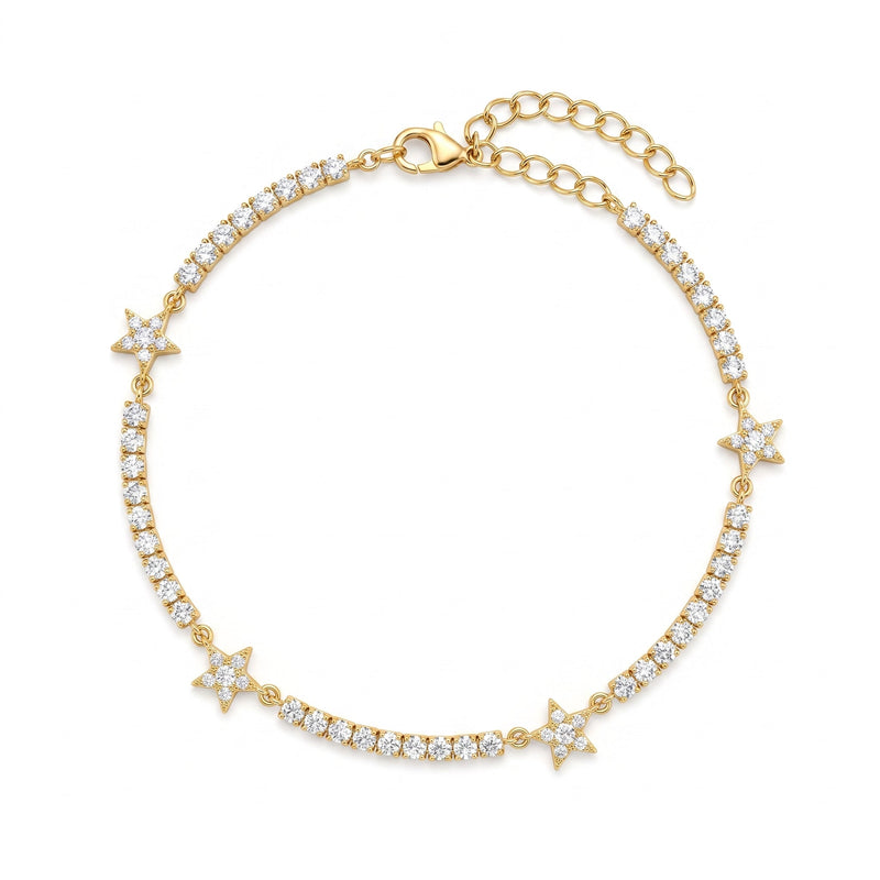 Cavigliera Tennis con Stelle Pavé - My Mo Gioielli