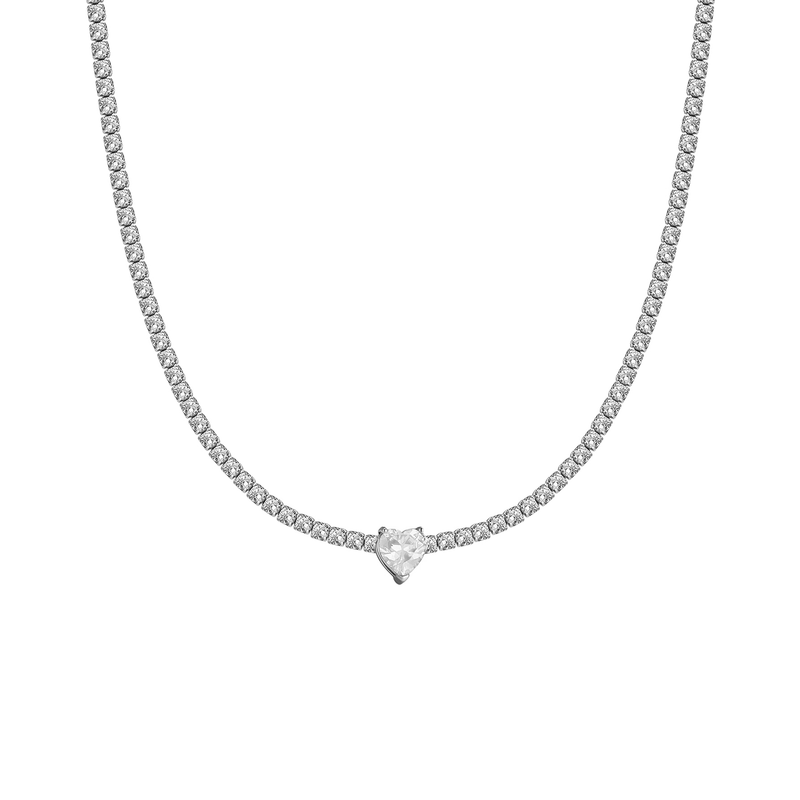 Collana Choker Tennis Cuore Bianco - My Mo Gioielli