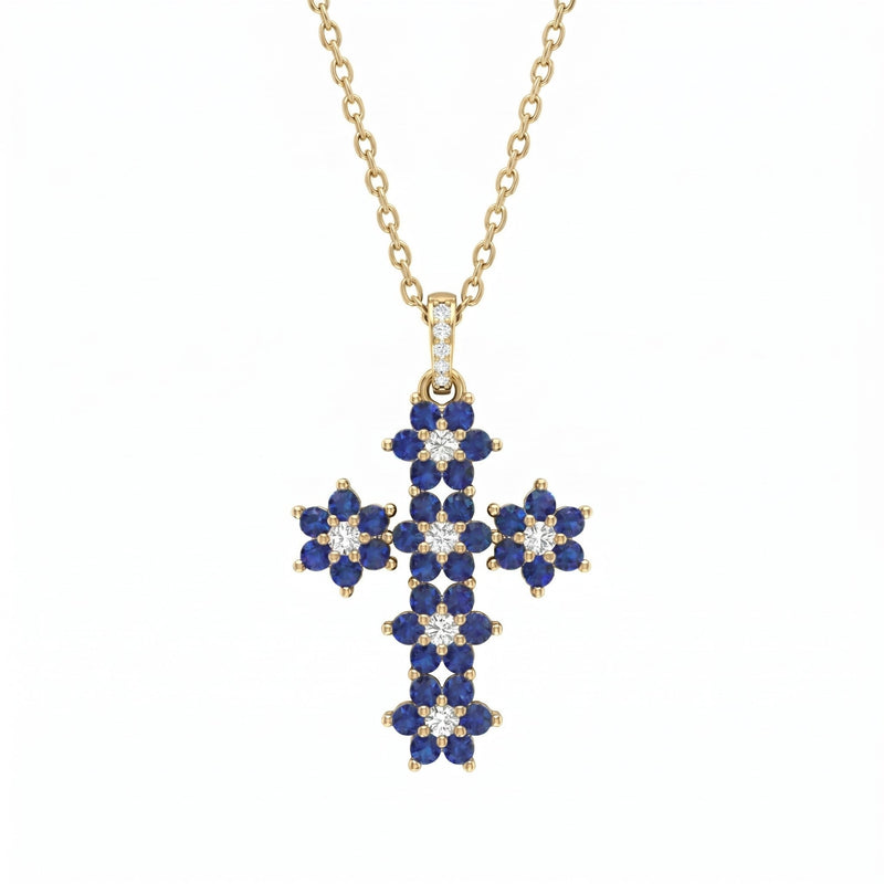 Collana Croce "Magic Emerald" Blu - My Mo Gioielli