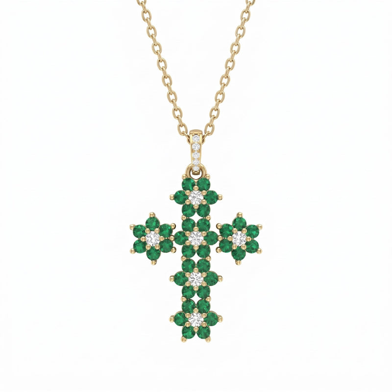 Collana Croce "Magic Emerald" Verde - My Mo Gioielli
