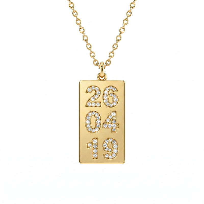 Collana Targhetta con Data Zirconata - My Mo Gioielli