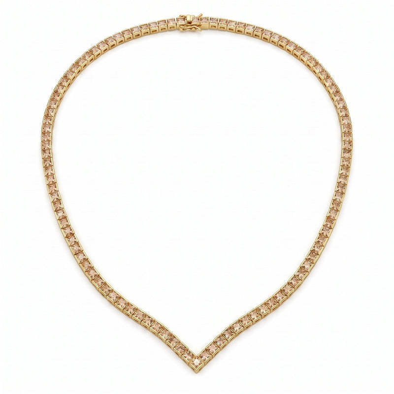 Collana Tennis V Champagne Taglio Carrè 3 mm - My Mo Gioielli